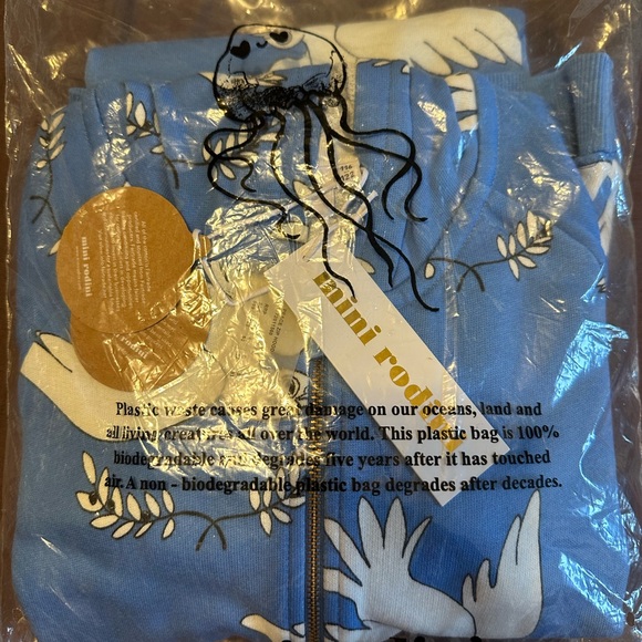 NWT Mini Rodini Organic Blue Peace matching sweat-set - Picture 5 of 8